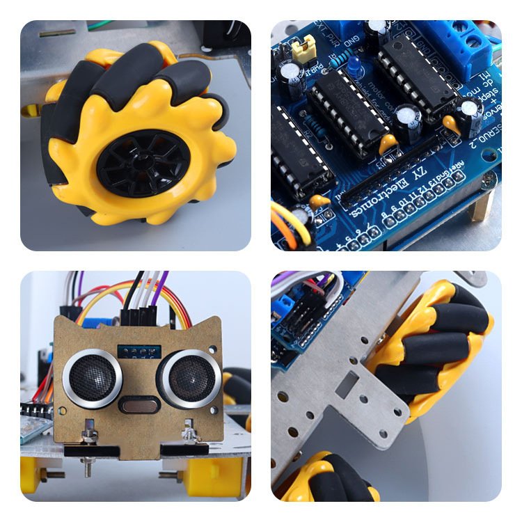 Original Smart Car Kit Bluetooth Remote Control Ultrasonic Obstacle Avoidance Mecanum Wheel Aluminum Alloy Car Kit