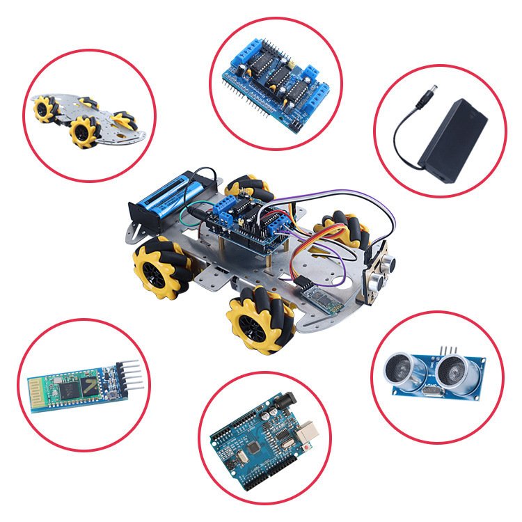 Original Smart Car Kit Bluetooth Remote Control Ultrasonic Obstacle Avoidance Mecanum Wheel Aluminum Alloy Car Kit