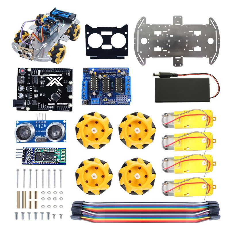Original Smart Car Kit Bluetooth Remote Control Ultrasonic Obstacle Avoidance Mecanum Wheel Aluminum Alloy Car Kit