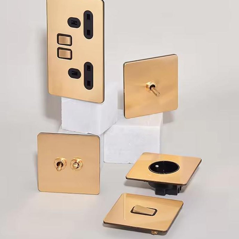 Toggle Wall Electrical Light Switch Gold Brass Lever Stainless Steel Retro Luxury Glass 50 220V 2 Gang Switch Wall Mounted 10A