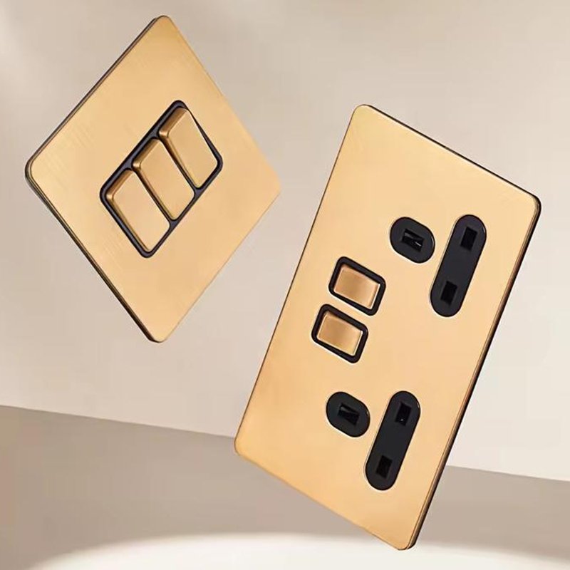 Toggle Wall Electrical Light Switch Gold Brass Lever Stainless Steel Retro Luxury Glass 50 220V 2 Gang Switch Wall Mounted 10A