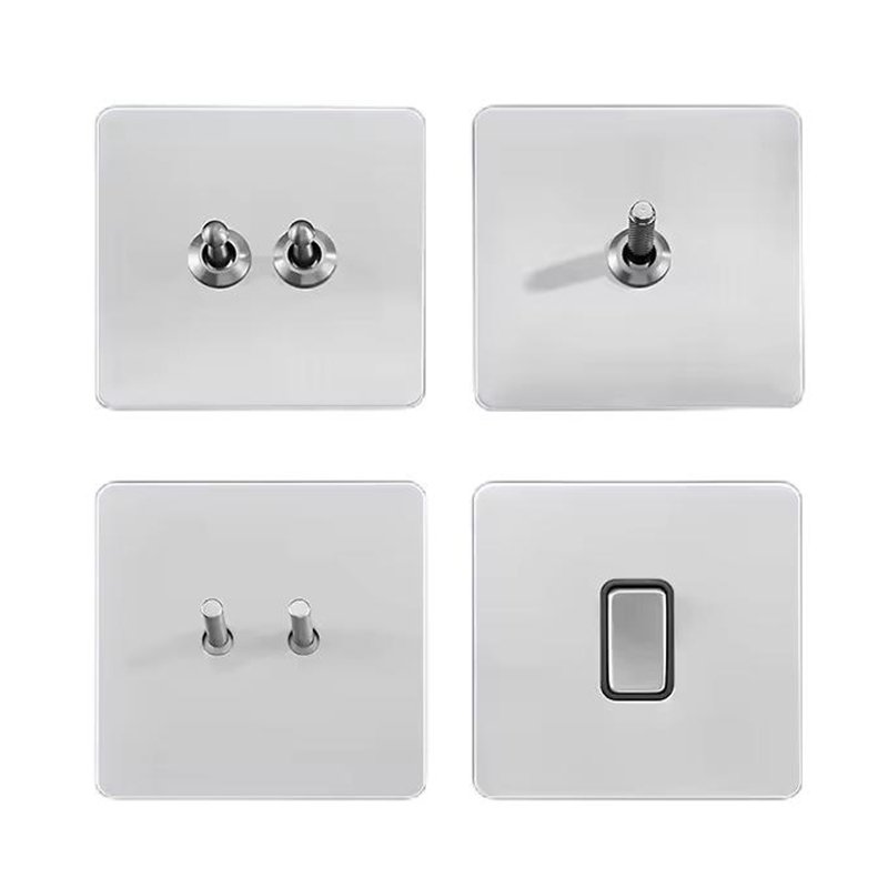 Toggle Wall Electrical Light Switch Gold Brass Lever Stainless Steel Retro Luxury Glass 50 220V 2 Gang Switch Wall Mounted 10A
