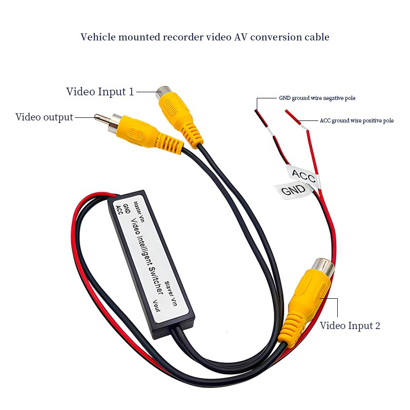 2 AV Input to 1 Output Channel Intelligent Switcher RCA Video Auto Switching Line for Car DVD Camera Monitor Video Switcher