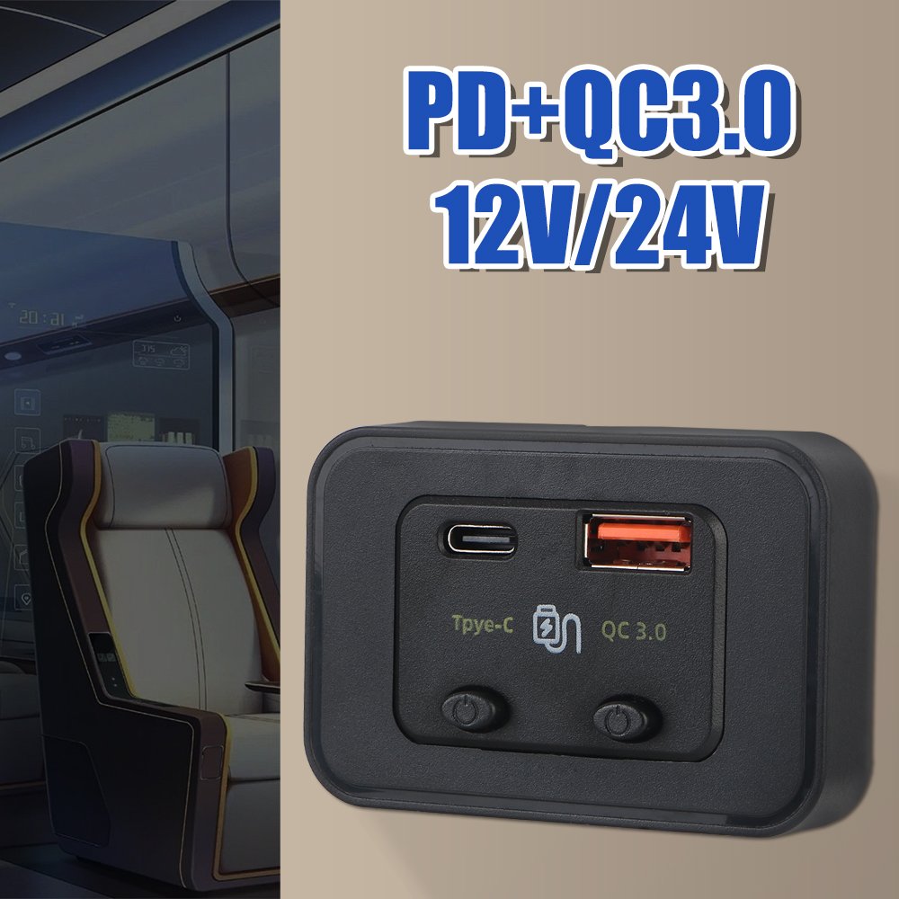 Car Fast Charger 12V/24V Dustproof Waterproof Cover Phone Charger for Car RV Home Camper Caravans Auto Adapter Accessories