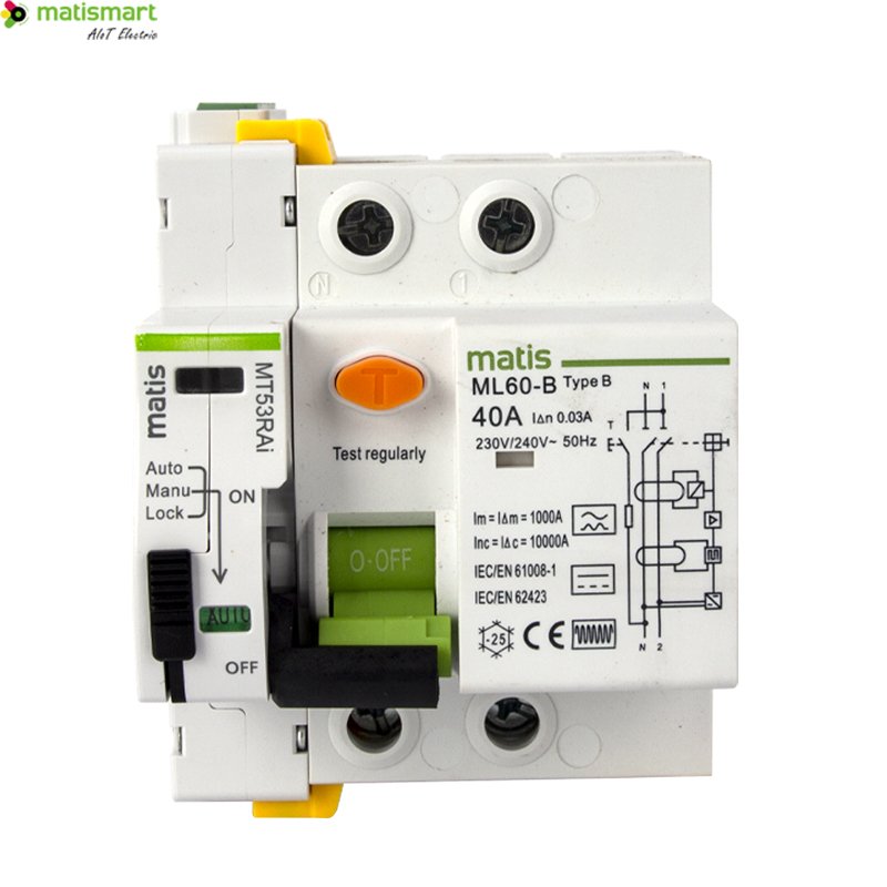 MT53RAJ Auto Recloser with 2P Type B RCCB RCD Automatic Reset Circuit Breaker for Ev Charger