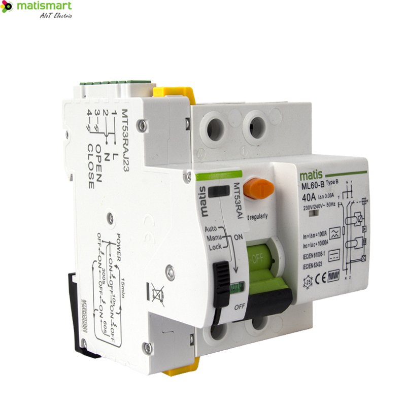 MT53RAJ Auto Recloser with 2P Type B RCCB RCD Automatic Reset Circuit Breaker for Ev Charger