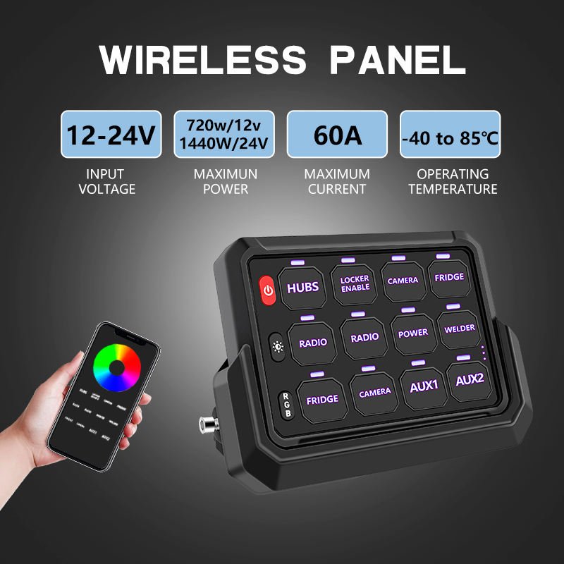 Cheap Selling Wireless Switch Panel Automotive Marine 12V Switch Panel Adjustable RGB Color Brightness P1s 12Gang