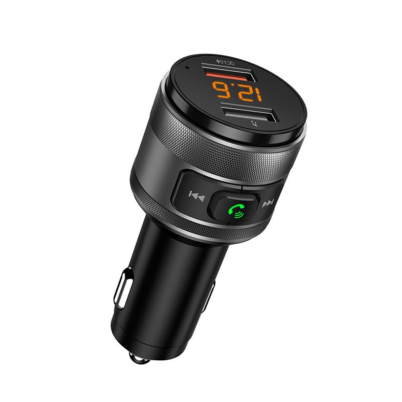 New Product New Design Dual Display Radio Adapter Wireless in Car Kit with Colorful Light Car FM Transmitter