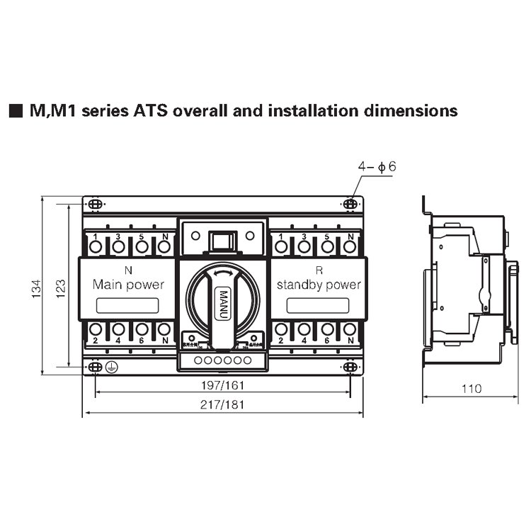 Yuye 220v Circuit Breaker Type Auto Automatic Transfer 3P/4P MCB Type Changeover Switch for Power Generator with Ats Controller