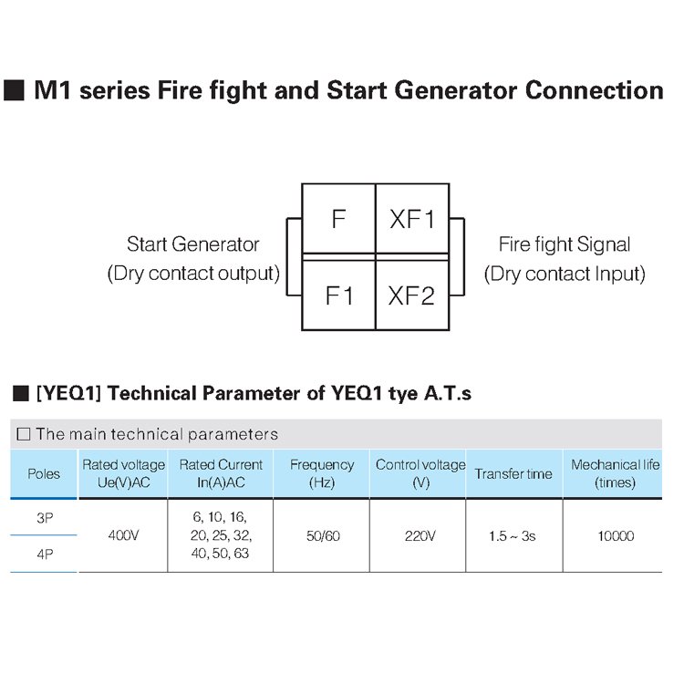 Yuye 220v Circuit Breaker Type Auto Automatic Transfer 3P/4P MCB Type Changeover Switch for Power Generator with Ats Controller