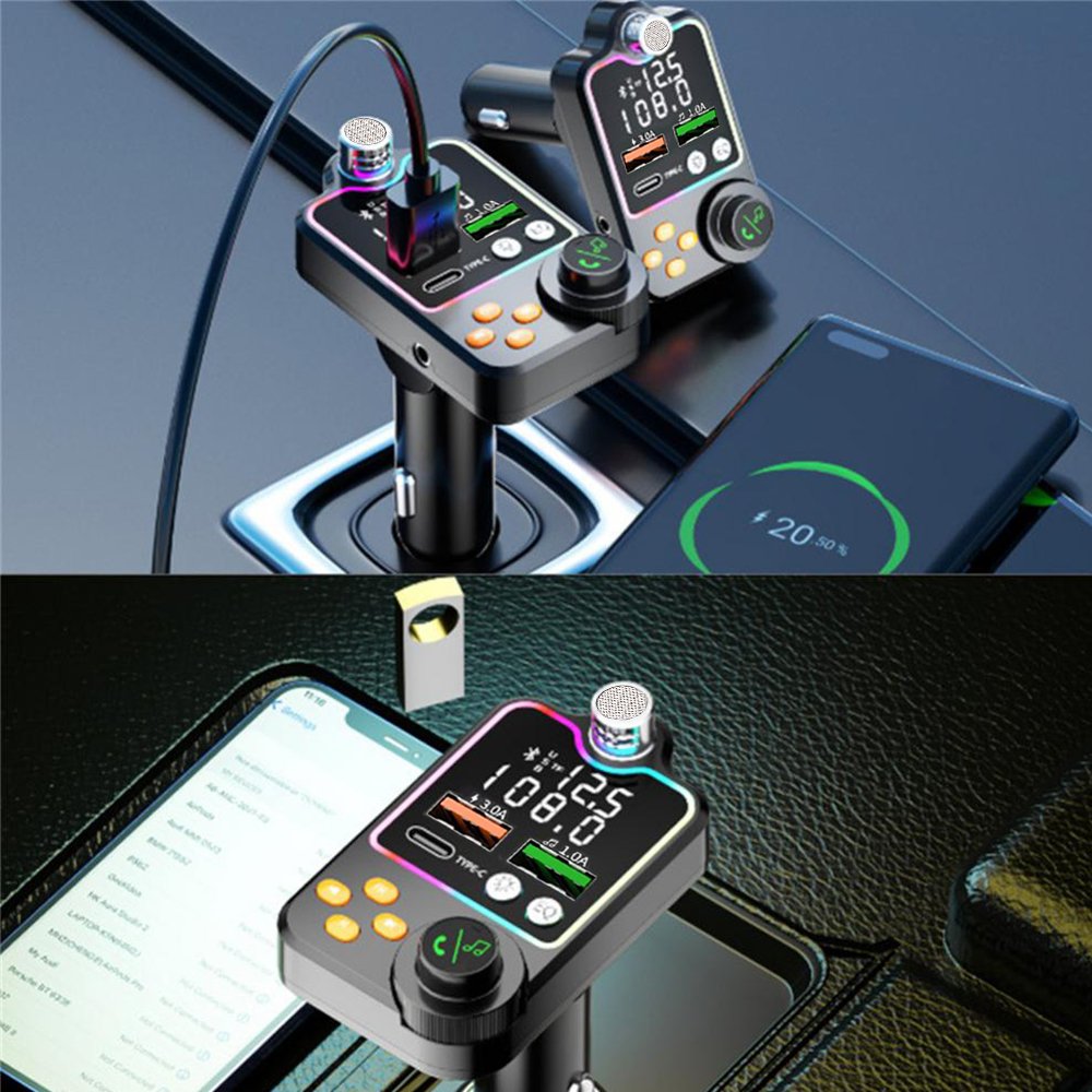 Q15 FM Transmitter PD Type C Quick Charge Dual 2 USB Car Mp3 Player Charger Blue Tooth Kit Car Bt 5.0 Car Kit With Charge