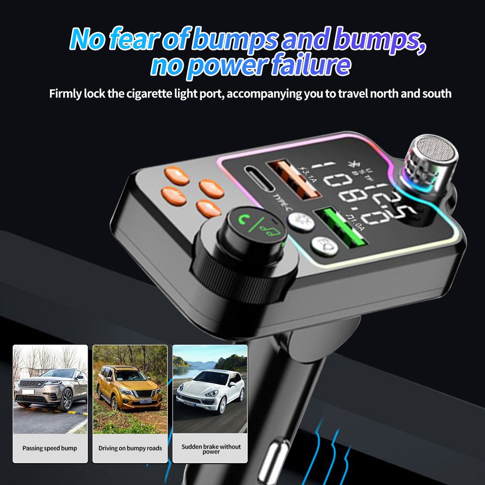 Q15 FM Transmitter PD Type C Quick Charge Dual 2 USB Car Mp3 Player Charger Blue Tooth Kit Car Bt 5.0 Car Kit With Charge