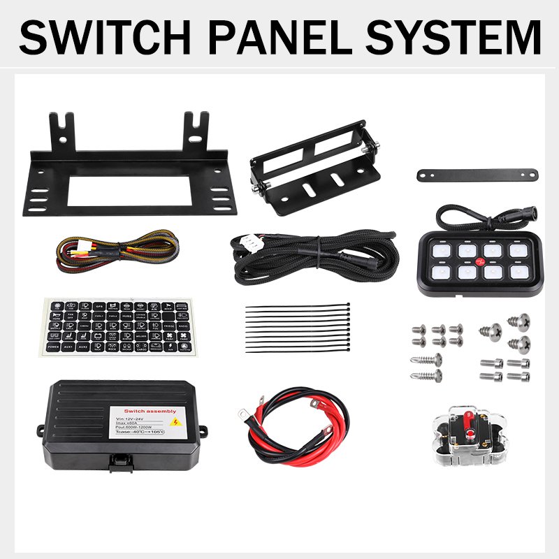 8 Gang Offroad Power System Switch Panel Universal 12V/24V DC Headlight Switch for Vehicles