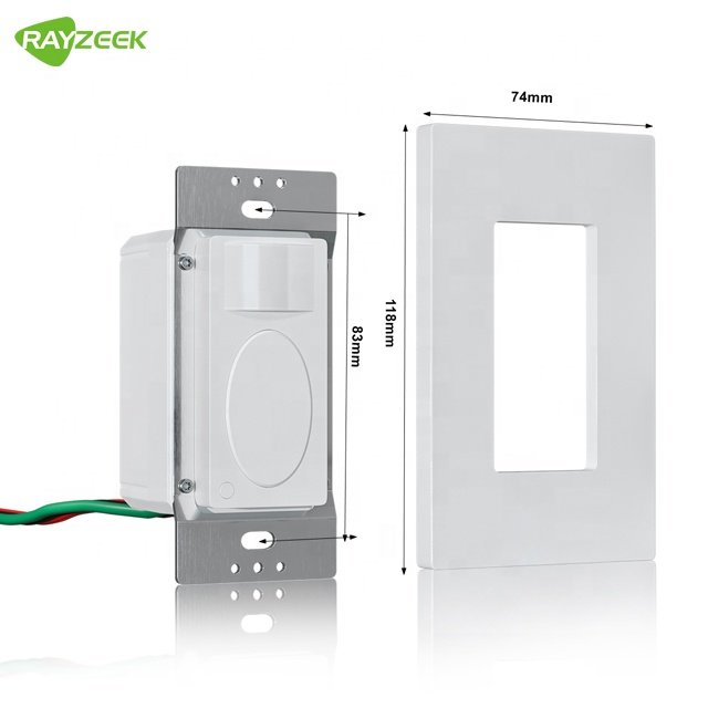 UL Listed Rayzeek 120V Wired Wall Type Pir Motion Sensor Lighting Switch