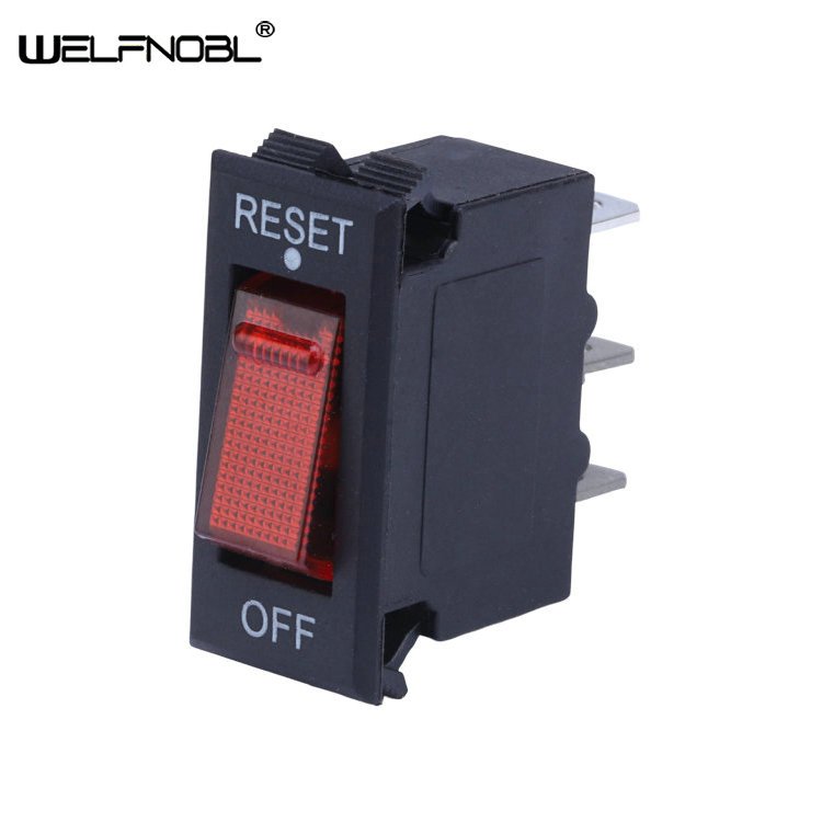 Miniature Auto Switch Red Lamp 220vac Reset Push Rocker Switch Circuit Breaker 5A 10A 15A 20A Thermal Overload Protector Switch