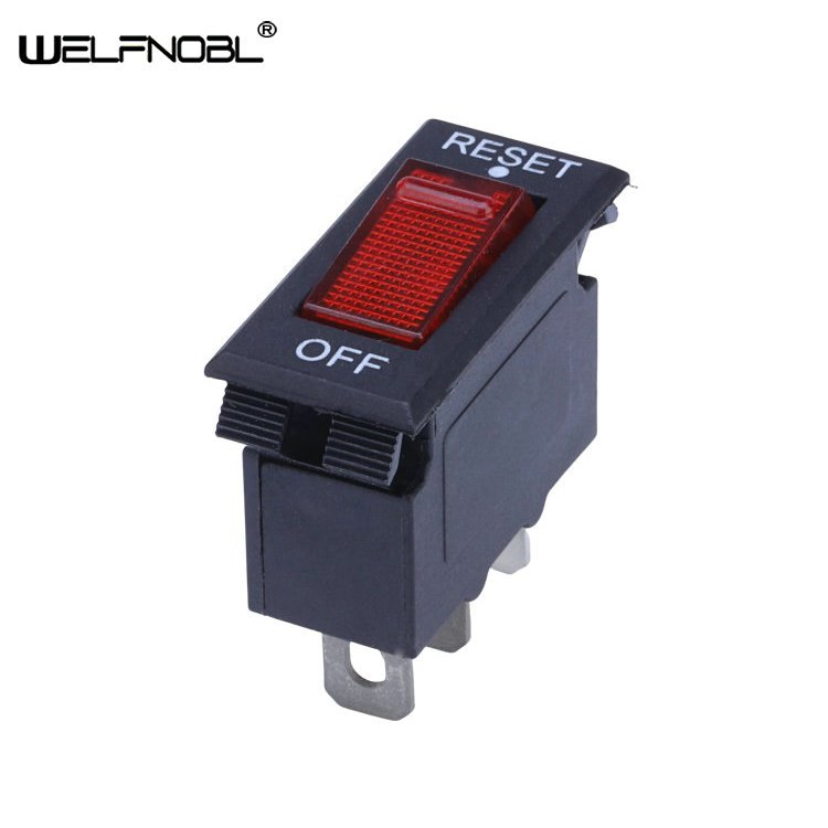 Miniature Auto Switch Red Lamp 220vac Reset Push Rocker Switch Circuit Breaker 5A 10A 15A 20A Thermal Overload Protector Switch