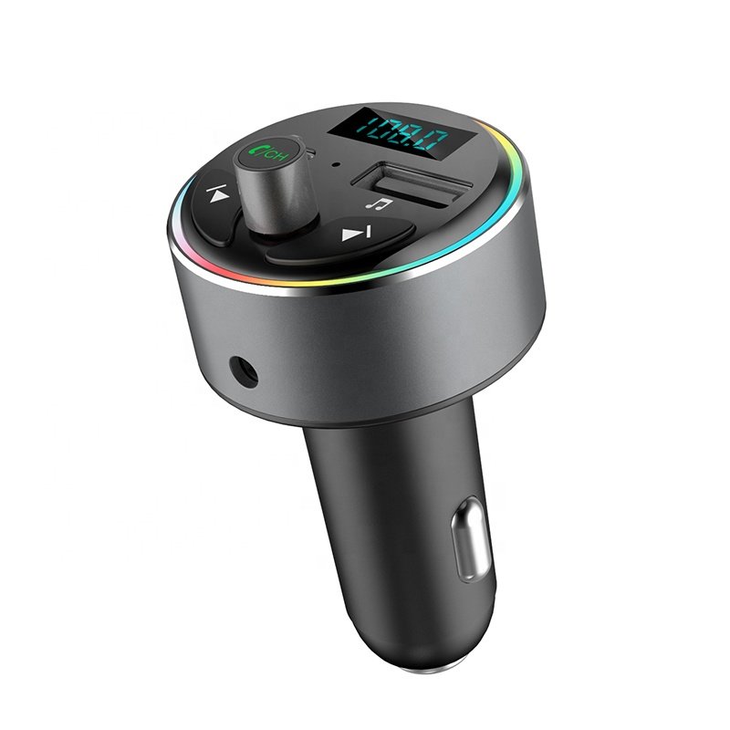 AGETUNR T84 New rainbow Lights 30W PD Fast Charge Bluetooth Handsfree Car Kit AUX Output MP3 Player FM Transmitter Voice Control