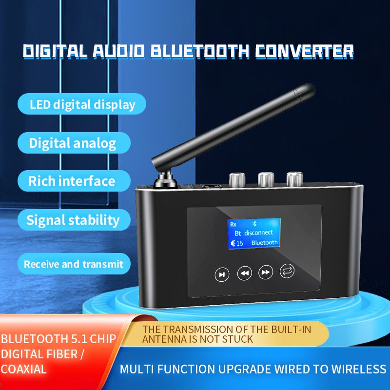 T38 Fiber Optic Coaxial Audio Converter DAC bluetooth Receiver Transmitter