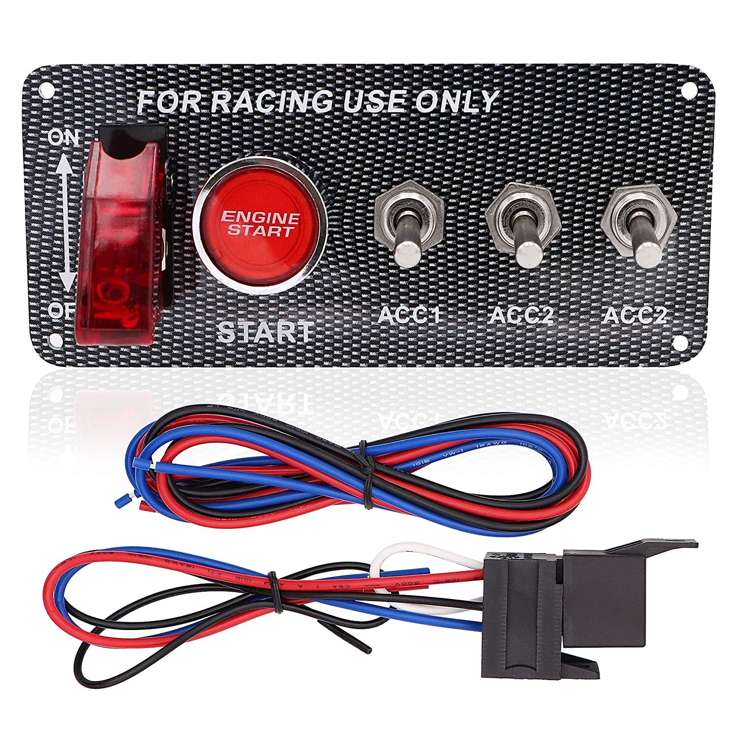 New 12V LED Racing Car Toggle Ignition Switch Panel Engine Start Push Button