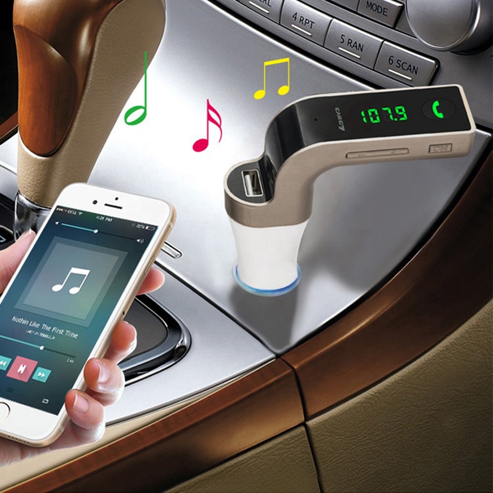 Best Design Fashionable MP3 Player USB Charger Blue--teeth Car Kit Handsfree FM Transmitter Radio