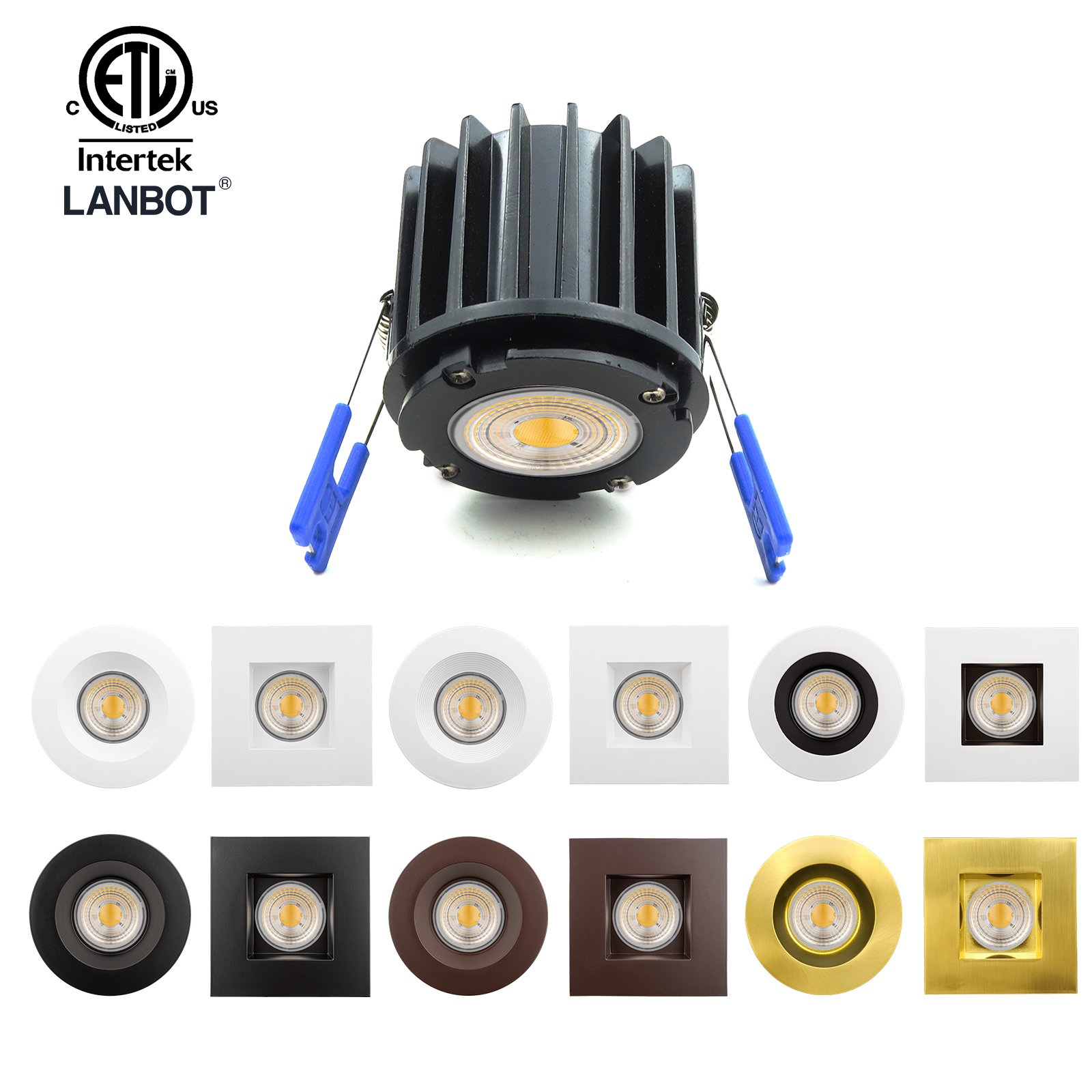 Lanbot ETL 2 Inch Round Shape Anti Glare Spot COB Light LED Baffle Downlight, Type IC, Airtight, Remodel/NC