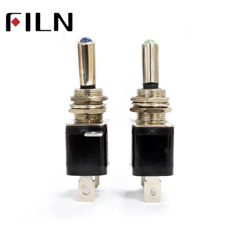 FILN 1PCS 12V 20A Car Auto Cover LED Light Toggle Rocker Switch with Auto Switch Red Yellow Blue Green White Led