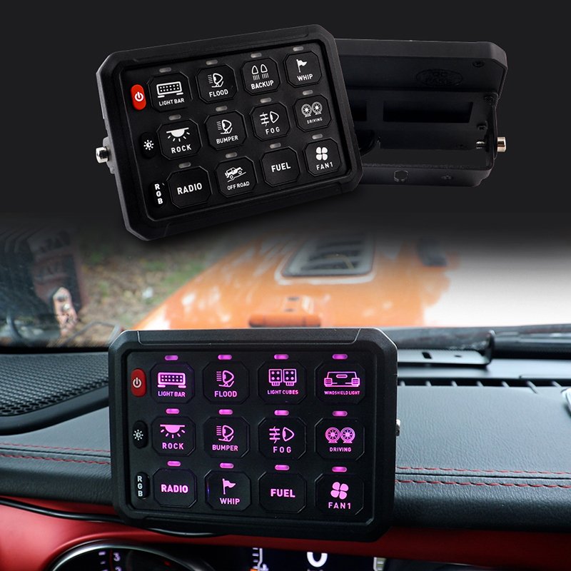 12V 24V LED Panel Circuit Control Box 12 Gang Auto Switch Panel for UTV Off Road Car SUV