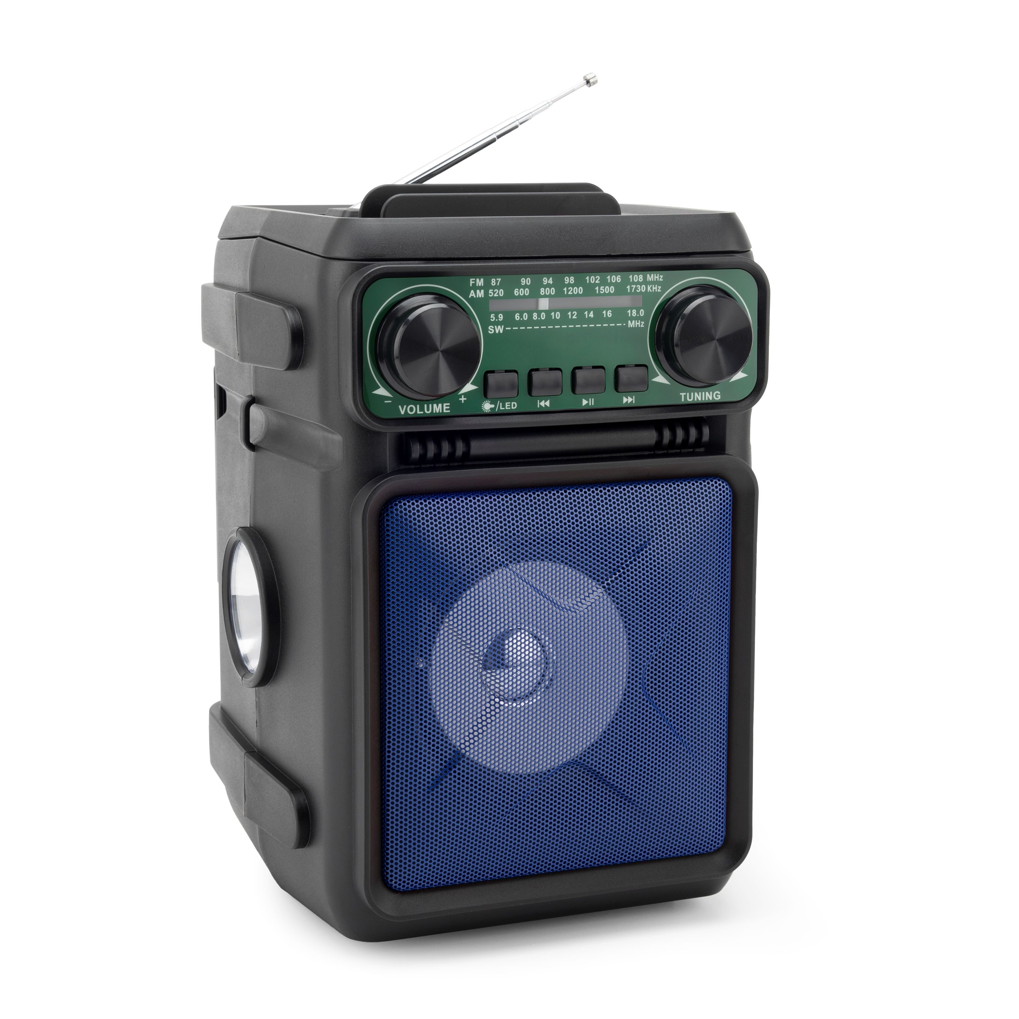 Portable Solar-powered Wireless Bluetooth Speaker USB/TF MP3 Playback With FM/AM/SW 3-Band Radio & LED Flashlight