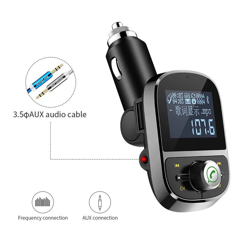2 USB Car Charger Handsfree bluetooth Car Kit Mp3 Player Car FM Transmitter Wireless FM Modulator Transmitter