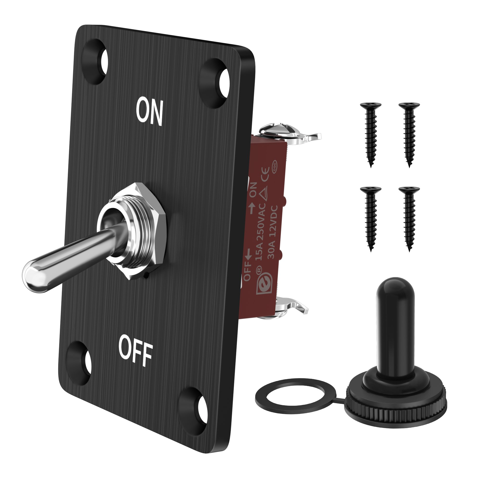 Heavy Duty Toggle Switch 12V DC 30A Waterproof Toggle Switch 2 Pin ON/Off SPST Toggle Switch With Mounting Panel for Auto Car