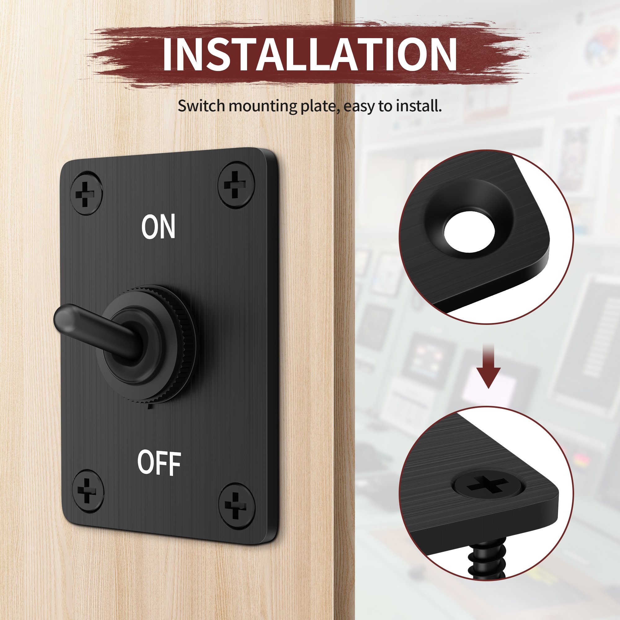 Heavy Duty Toggle Switch 12V DC 30A Waterproof Toggle Switch 2 Pin ON/Off SPST Toggle Switch With Mounting Panel for Auto Car