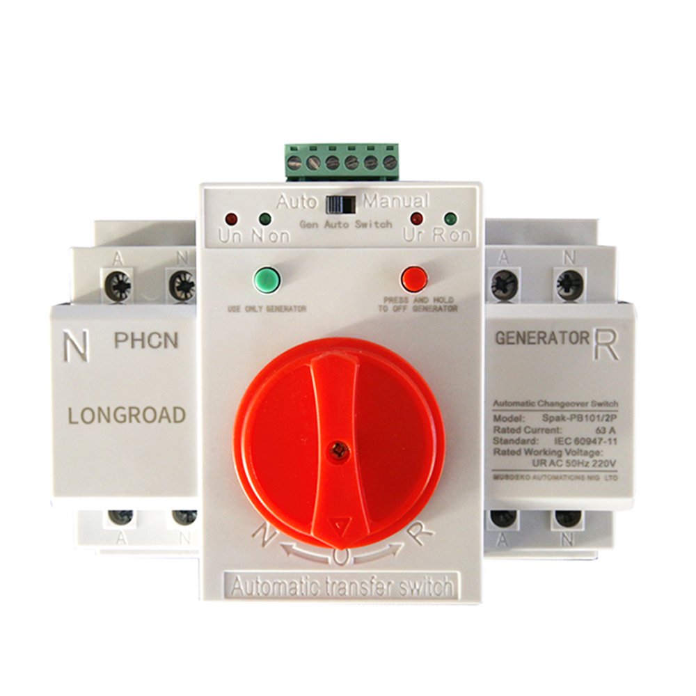 PC Class Mini ATS 6A 10A 16A 25A 32A 40A 50A 63A for Solar System CB Grade ATS 2P 4Poles Dual Power Automatic Transfer Switch
