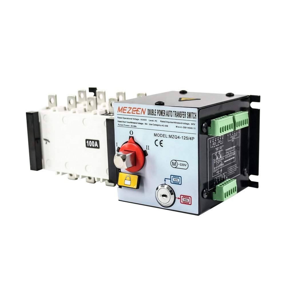 ATS MZQ4 125A-3200A 400V Double Power 4P Automatic Transfer Switch PC Class Auto Changeover Switch 4 Pole