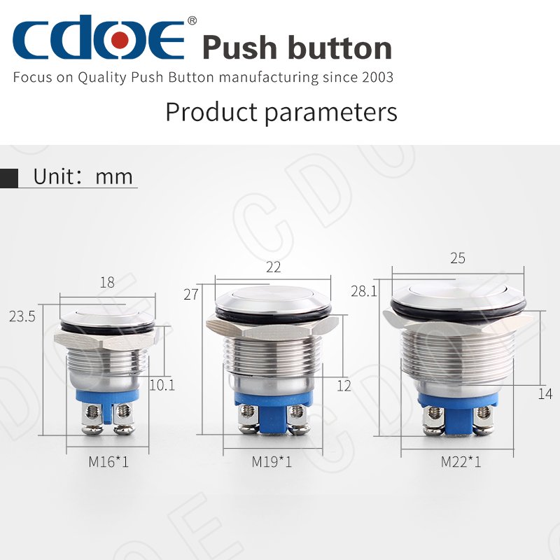 Waterproof Screw Terminal 1no Pushbutton Start Stop On Off Momentary Switch Metal 2 Pins 16mm Push Button Switches Without Light