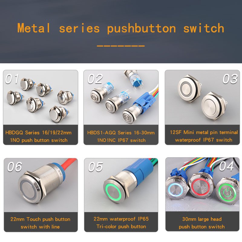 Waterproof Screw Terminal 1no Pushbutton Start Stop On Off Momentary Switch Metal 2 Pins 16mm Push Button Switches Without Light