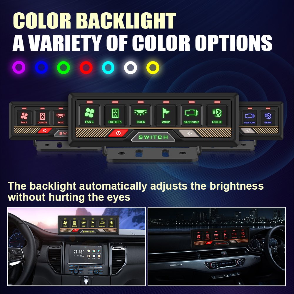 Tuosheng 4x4 12 Gang Switch Panel Universal for Off-Road Vehicles Waterproof Marine Multifunction Auto Switch Panel