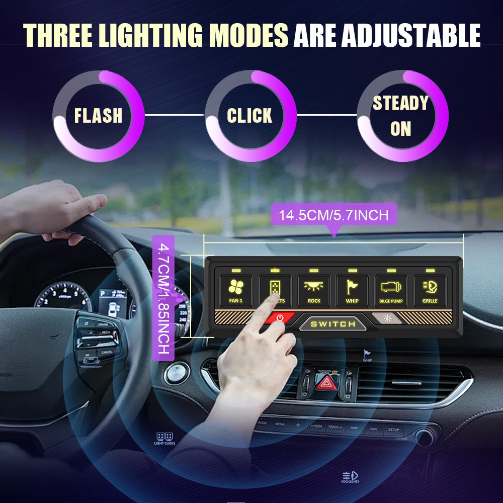 Tuosheng 4x4 12 Gang Switch Panel Universal for Off-Road Vehicles Waterproof Marine Multifunction Auto Switch Panel