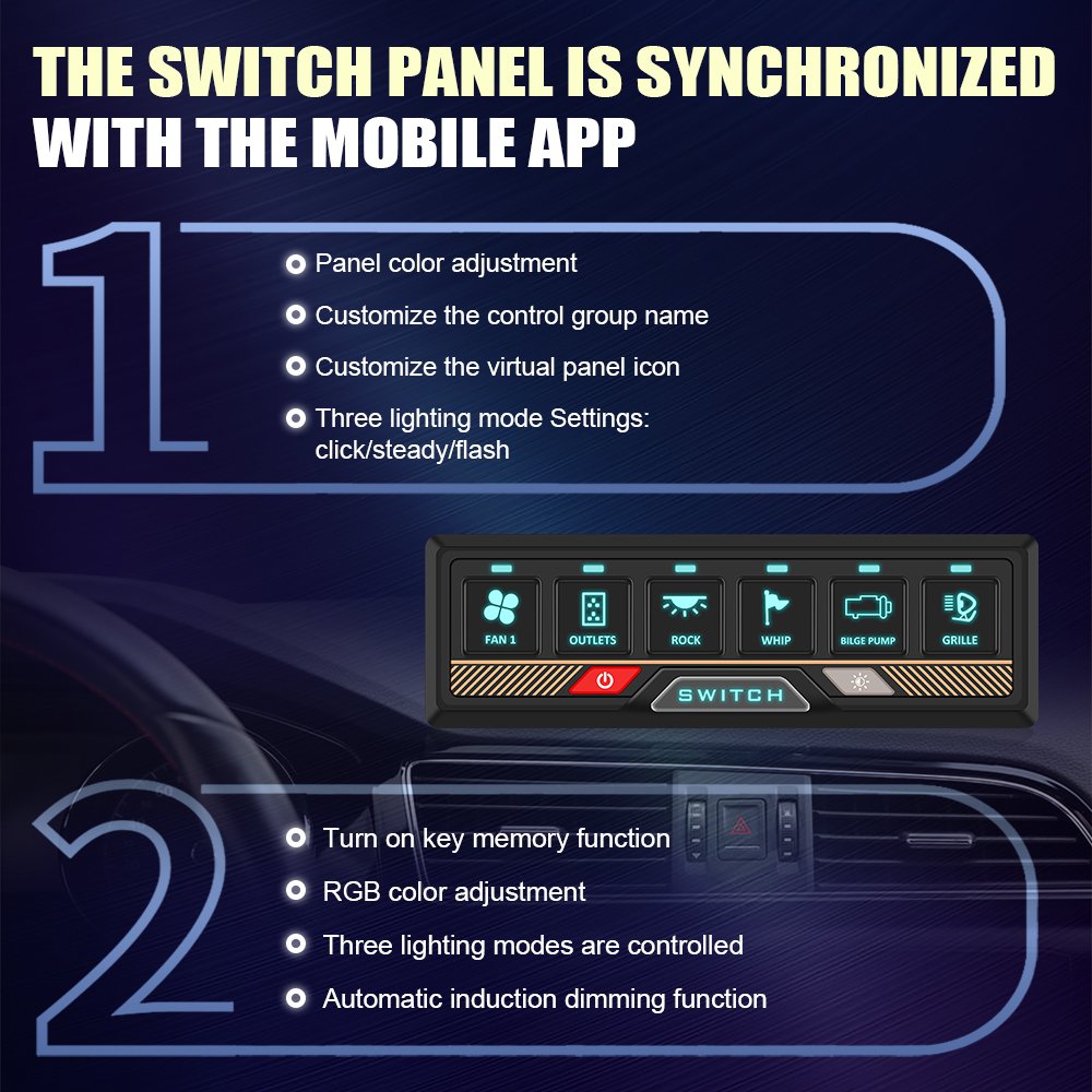 Tuosheng 4x4 12 Gang Switch Panel Universal for Off-Road Vehicles Waterproof Marine Multifunction Auto Switch Panel