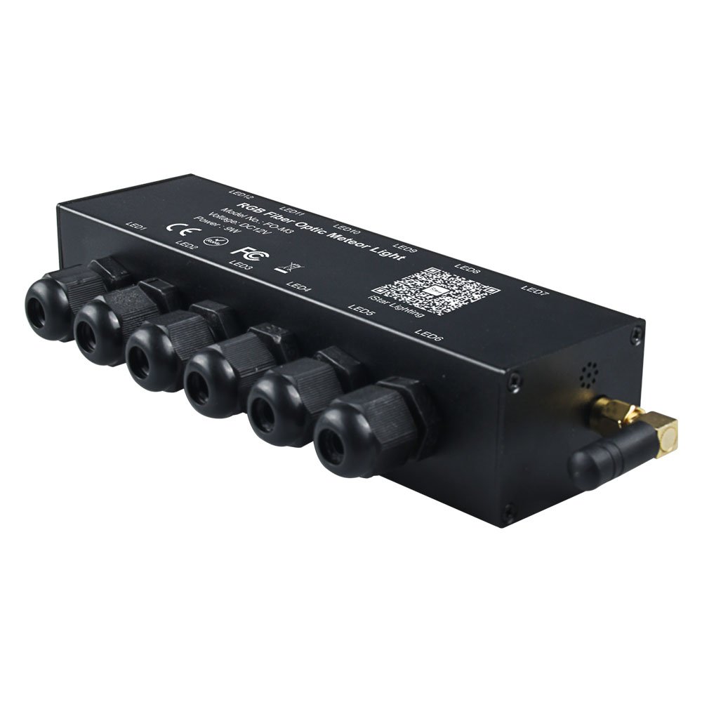 9W RGB 12LEDS Meteor/App Control Fiber Optic Illuminator Shooting Star Car Roof Starry Sky LED Light Engine with Car Plug