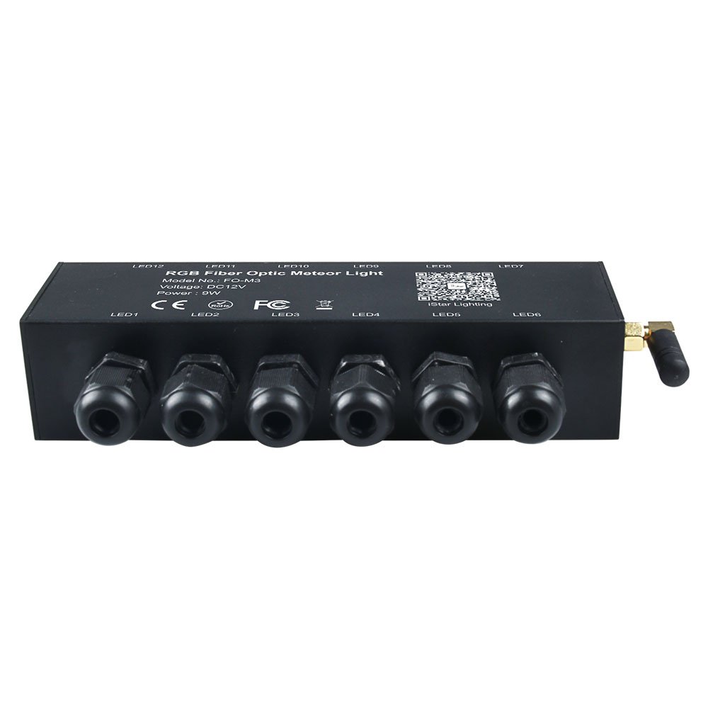 9W RGB 12LEDS Meteor/App Control Fiber Optic Illuminator Shooting Star Car Roof Starry Sky LED Light Engine with Car Plug
