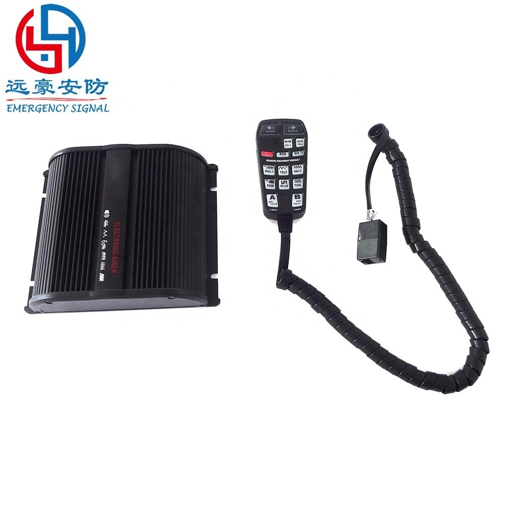 YUANHAO 200W More Than 20 Tones Emergency Vehicle Light and Siren Kit 12v 24v Ambulance Siren bluetooth TF Mp3 Car Siren for EMS