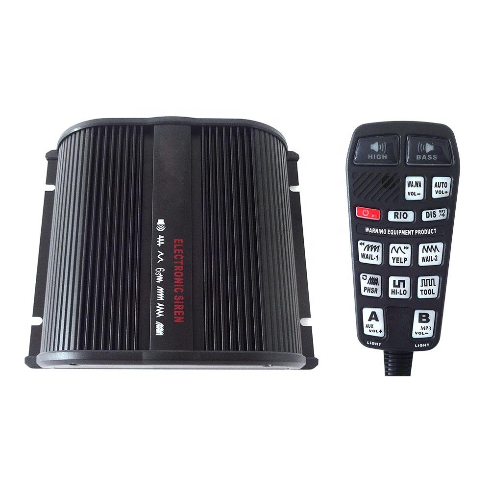 YUANHAO 200W More Than 20 Tones Emergency Vehicle Light and Siren Kit 12v 24v Ambulance Siren bluetooth TF Mp3 Car Siren for EMS