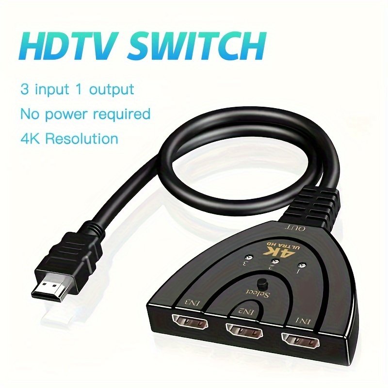 4K HDMI Switch KVM Splitter 4K 2K 3D 3 Port 3 Input 1 Output VIdeo Switcher HUB 1080P for DVD HDTV Xbox PS3 PS4