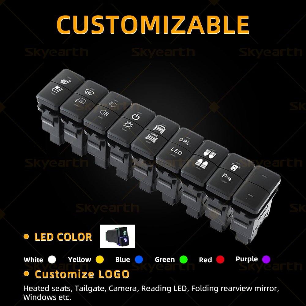 Factory Dual Push Switch Button LED Light bar Fog Light 12V Switch Customisable Logo for Toyota Tacoma Tundra FJ Cruiser 4Runner