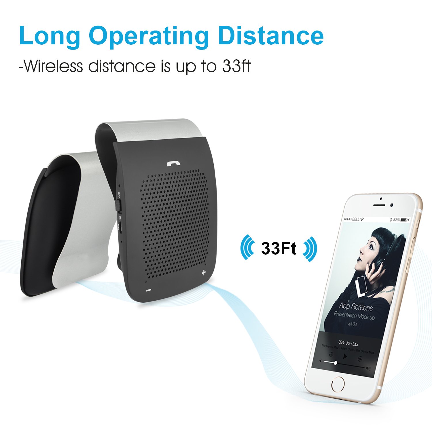 Kinlan for All Wireless Enabled Devices Premium Handsfree Car Kit Bluetooth Speaker Wireless Speakerphone Small Car Speaker