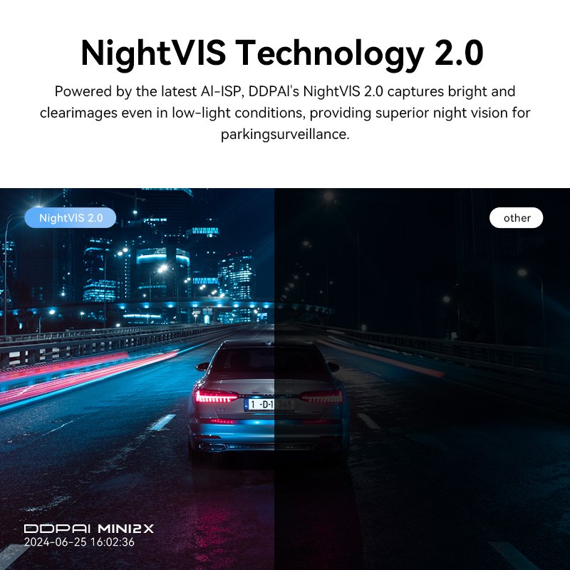 DDPAI MINI2X Dash Cam Dual Lens 1080p/2k Video Recorder Touch IPS Screen High G-Sensor Night Vision H.264 Portable Car Camera