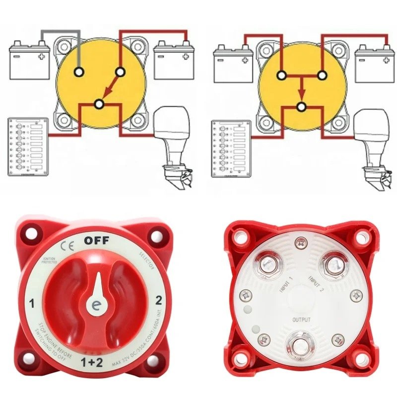 ISURE MARINE Battery Switch Selector 4 Position Terminal Battery Cable Switch for Motorhomes 32V 350A RED