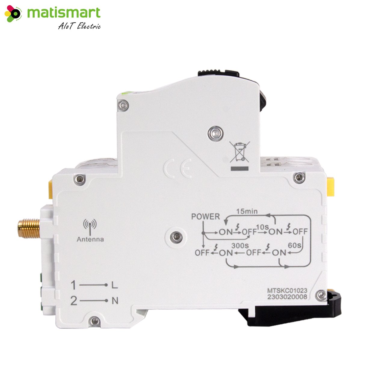 Matismart Wifi Smart Circuit Breaker Iot Mqtt Smart Breaker with Wifi 30amp Tuya with Metering Wifi Smart Circuit Breaker Switch