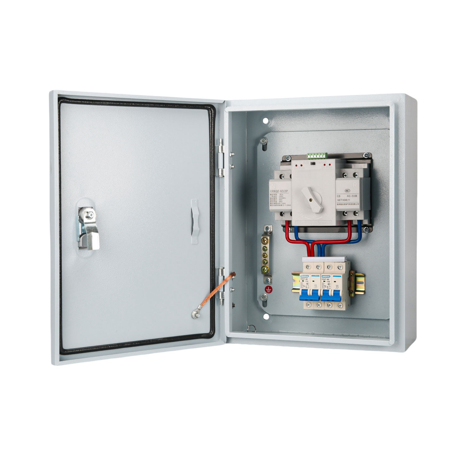 Dual Power Auto Transfer Switch Box Set 2P 63A 220V Waterproof Outdoor Control Distribution Box Power Equipment