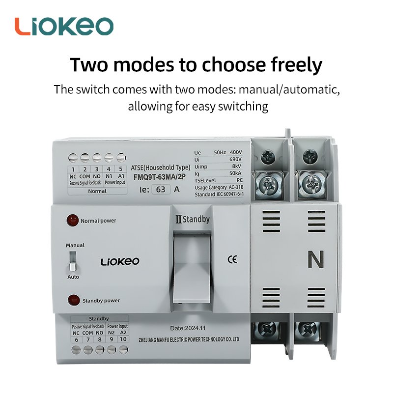 Factory 10A-63A Smart Household Electric Ats Automatic Transfer Changeover Switch Dual Power Auto Transfer Switch